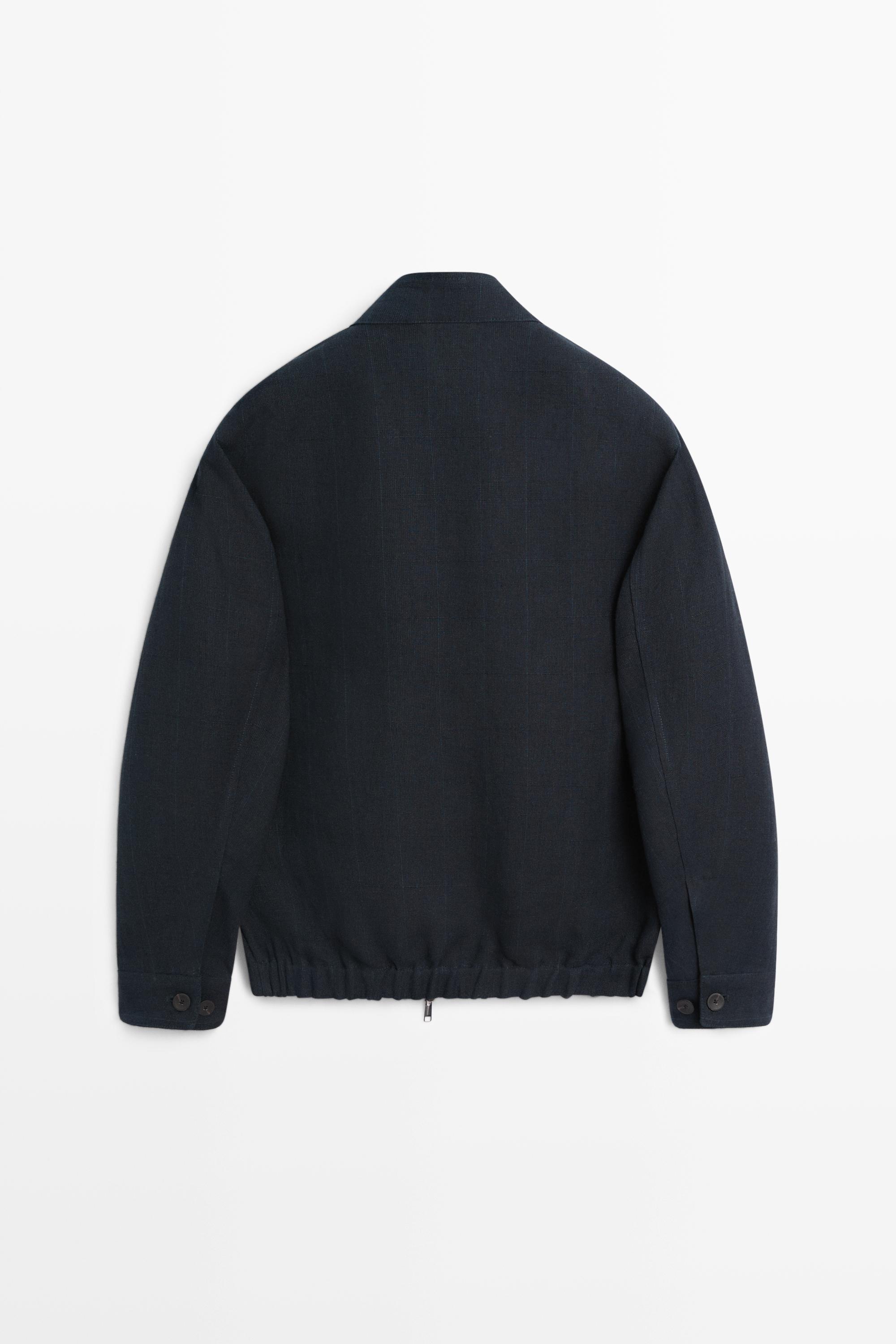 Blouson col officier 100 % lin